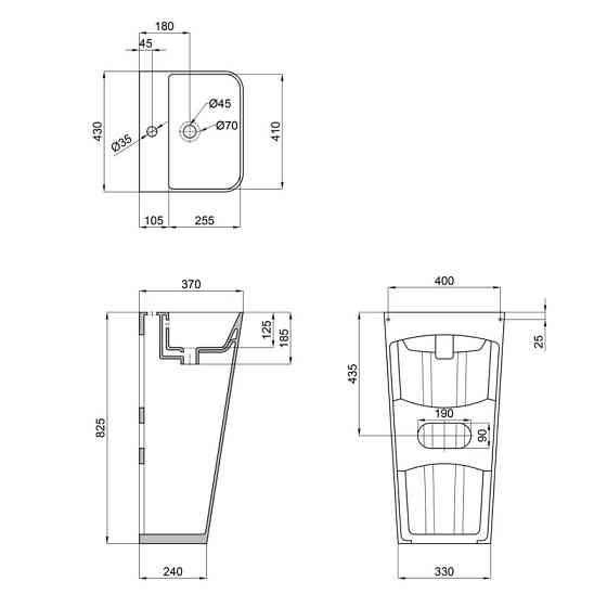 Раковина моноблок Mixxus STYLE-1101 з отвором під змішувач та переливом 440х380х830mm   ( MI6696 ) 37126 Харьков