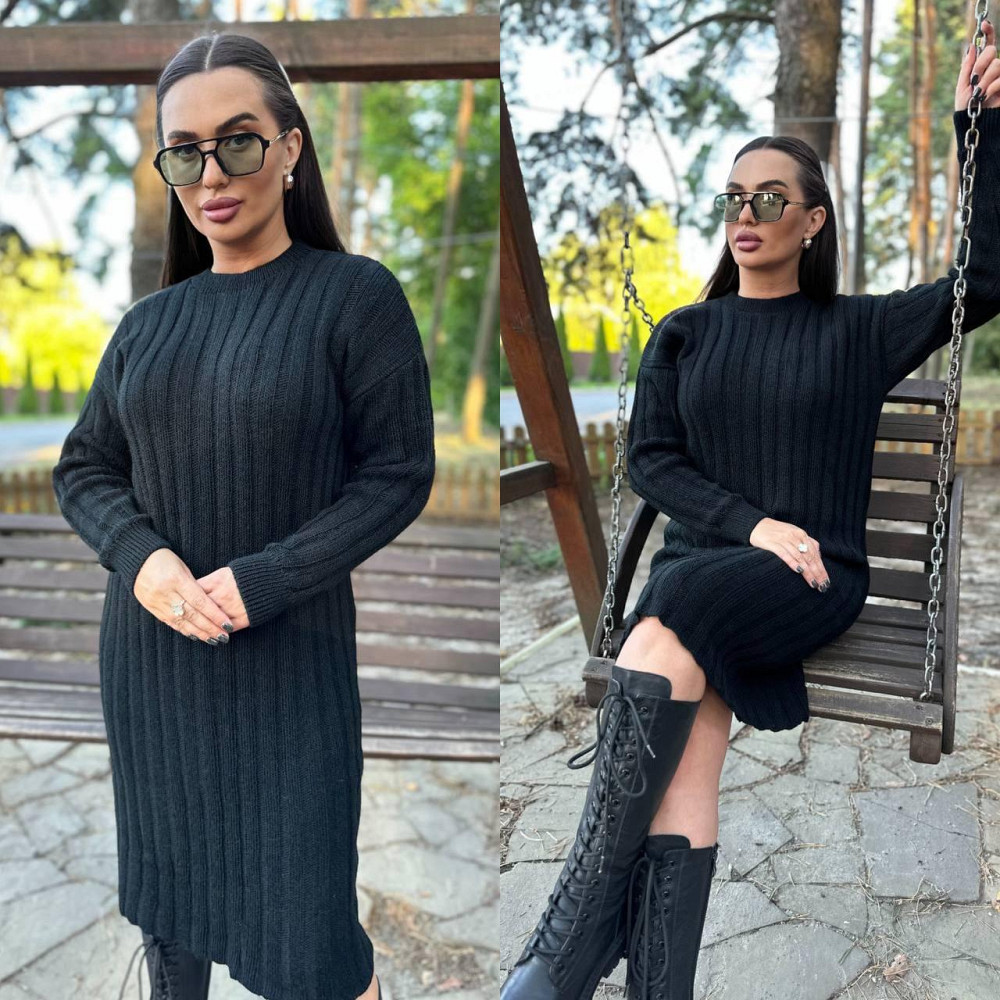 Женское модное вязаное платье однотонный.  42-56р Киев - изображение 3