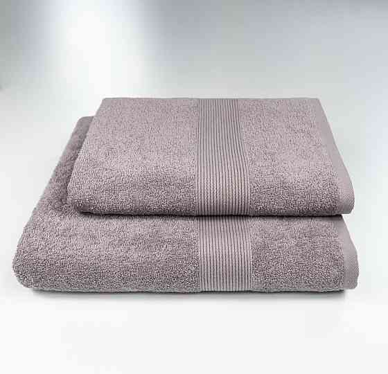 Комплект махровых полотенец с бордюром 2шт GM Textile 50х90см, 70х140см 400г/м2 (Кофейный) Сумы
