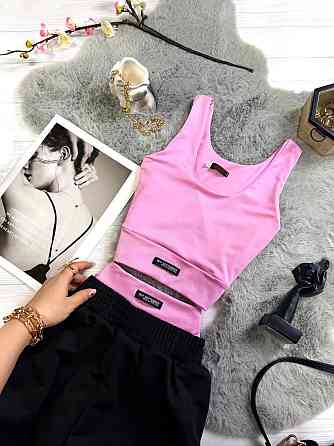 Жіночий стильний повсякденний костюм двоїнка та еластичний мікродайвінг Рожевий, 46/48 Одеса