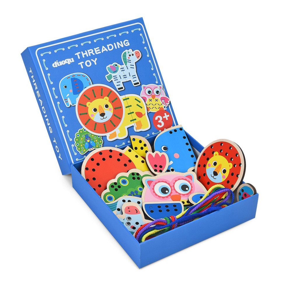 Детская деревянная игрушка-шнуровка 