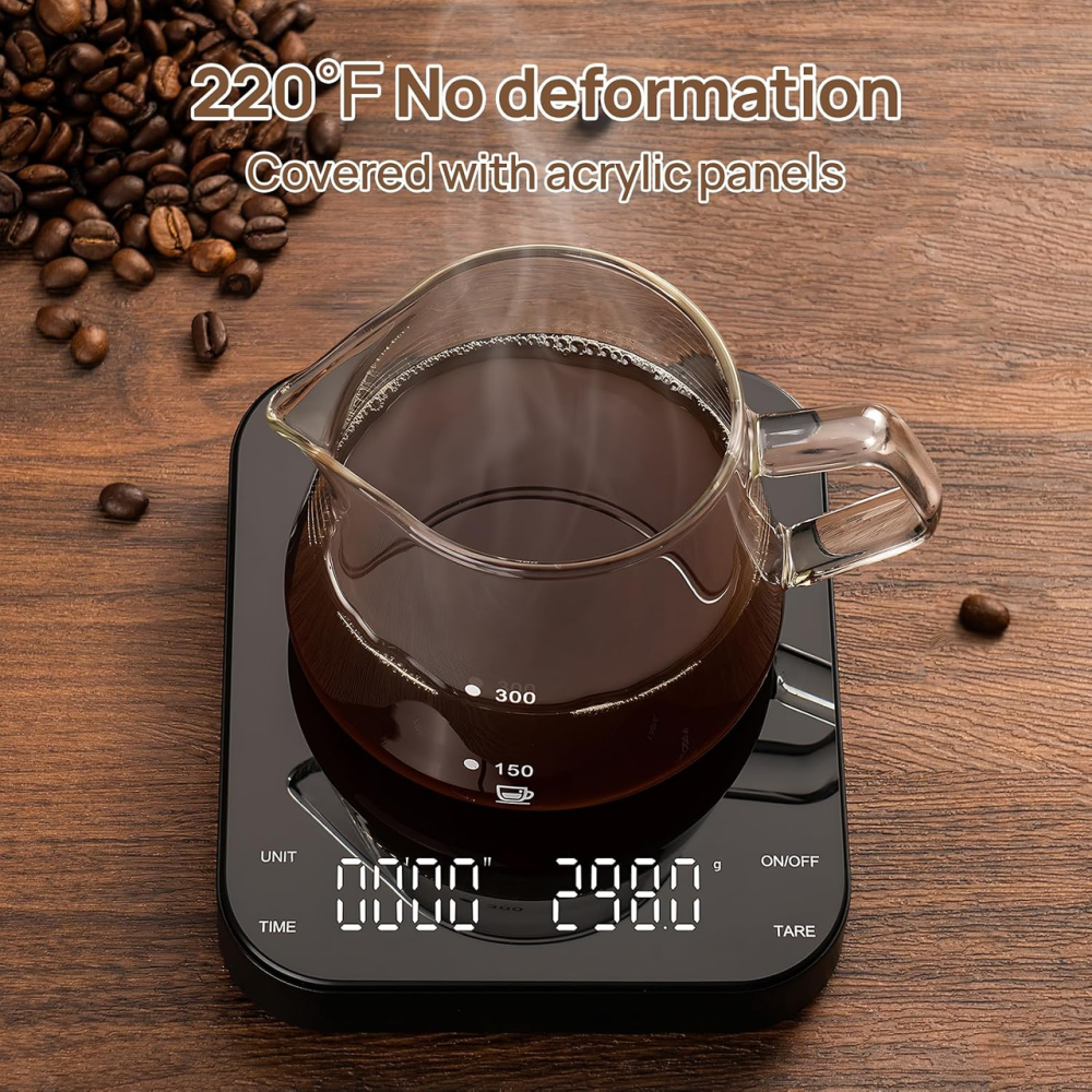 Кофейные весы MEILEN 3 кг/0,1 г с таймером, Type-C, цифровые весы для кофе Pour Over и эспрессо, черные Киев - изображение 7
