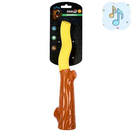 AnimAll GrizZzly АнімАлл Грізлі Іграшка для собак Гілка двоколірна S, 22,8х5,5х4,2 см, жовта/коричнева Київ
