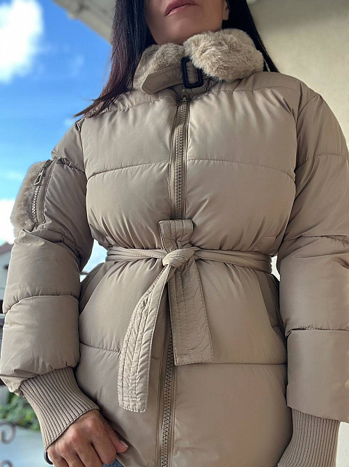 Куртка женская Snow Passion 6211 пилот с поясом мех удлиненная бежевая, бежевый, 46 Киев - изображение 16