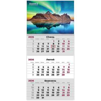 Календарь Axent настенный квартальный на 2026 г. Nature 3 (8801-26-9-A) Винница