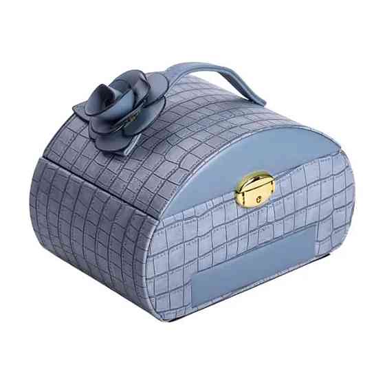 Скринька для прикрас з еко шкіри 3 яруси із замком органайзер для ювелірних виробів HP-5-21BL Коломия