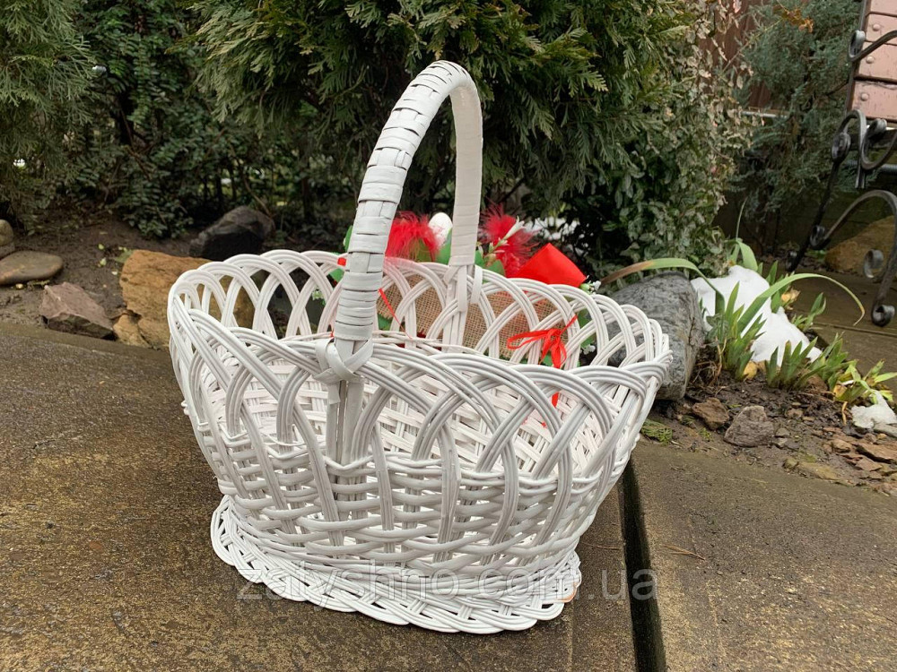 Корзинка белая с украшением, плетеная Киев - изображение 2