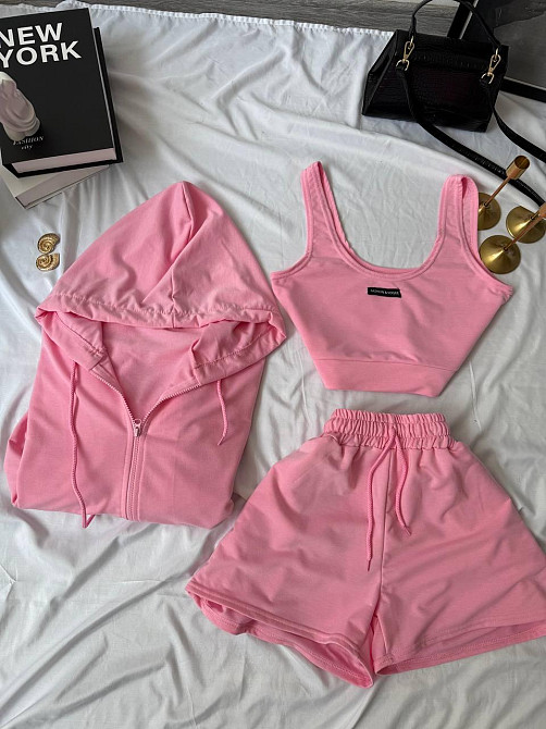 Женский прогулочный костюм тройка: кофта топ и шорты двунитка Барби, 42/44 Одесса - изображение 5