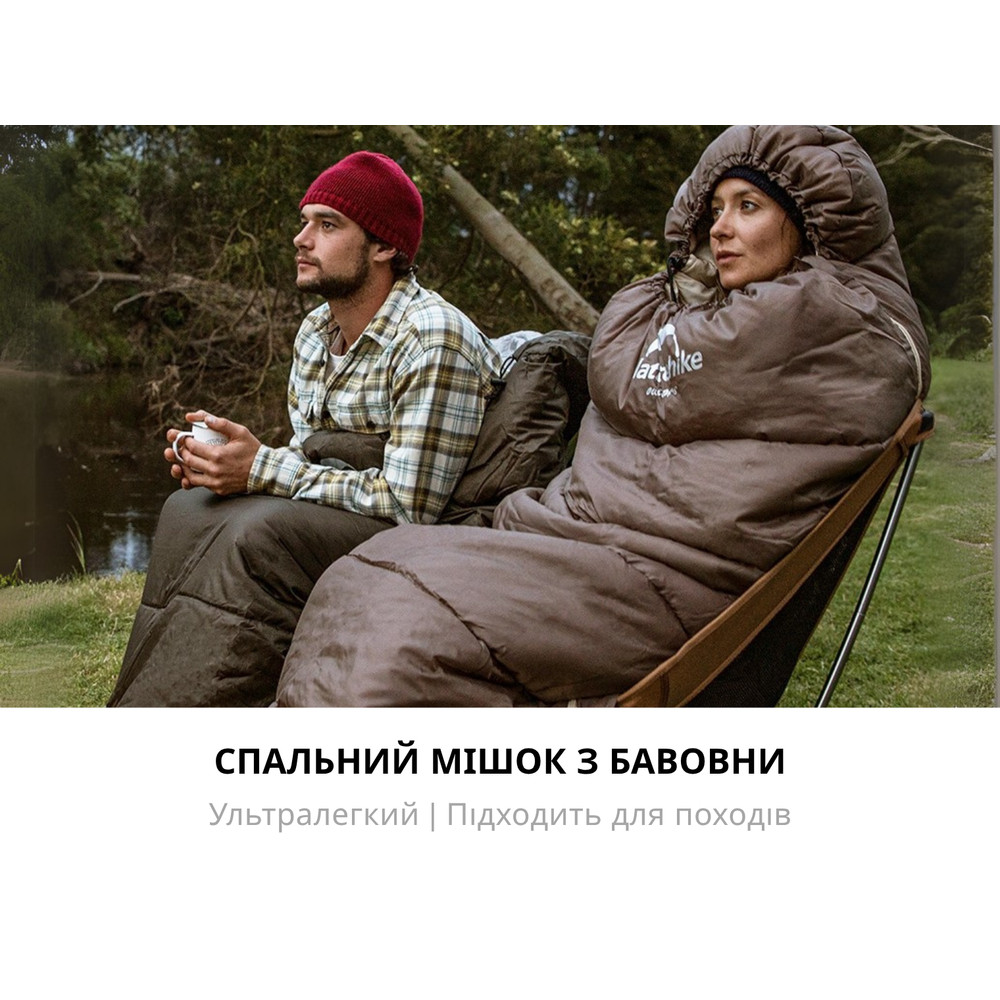 Спальник з капюшоном Naturehike U150 NH20MSD07, (11°C), лівий, коричневий Київ - фото 5
