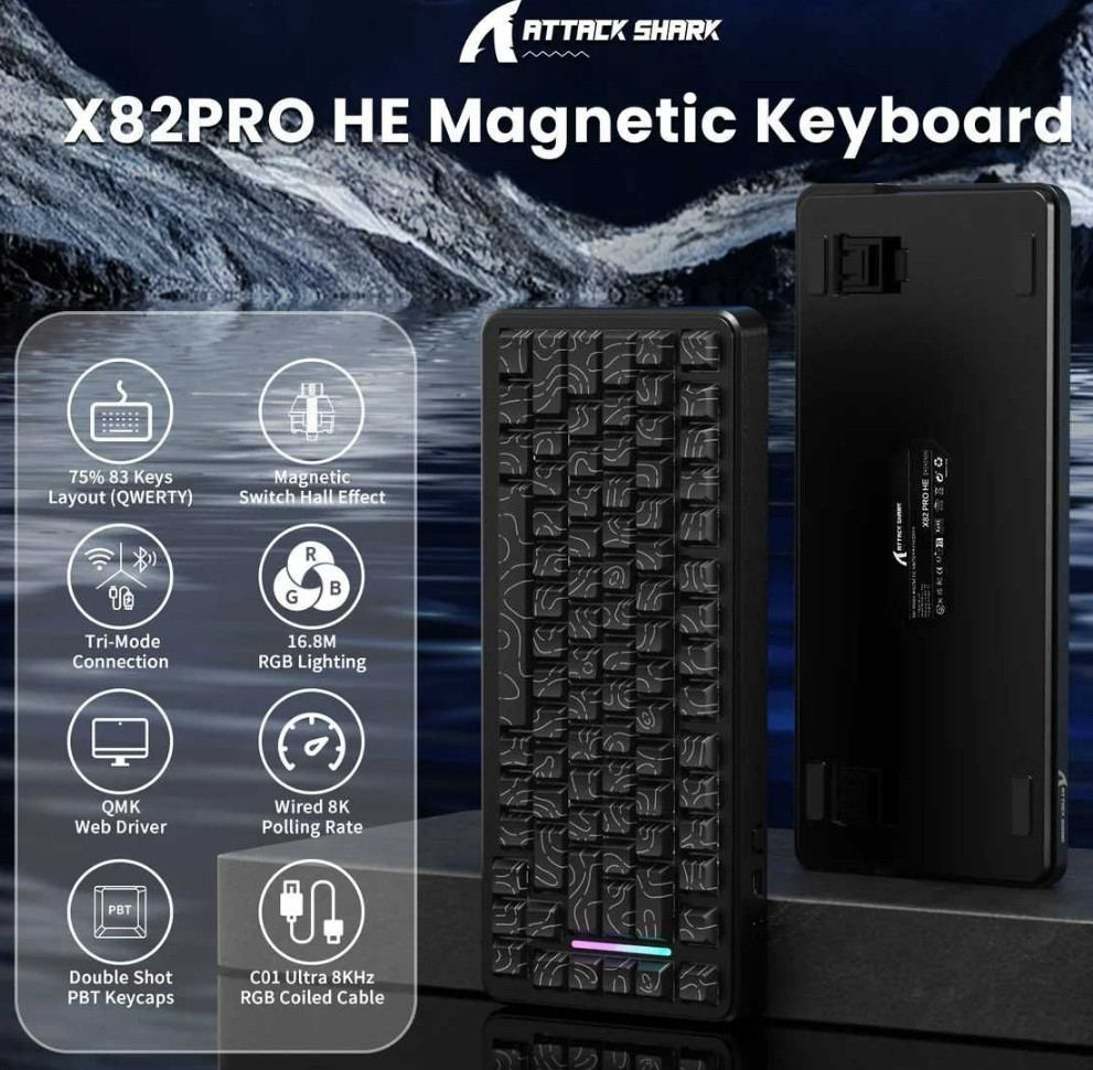 Ігрова Механічна Клавіатура Attack Shark X82 Pro HE магнітні світчі. Київ - фото 4