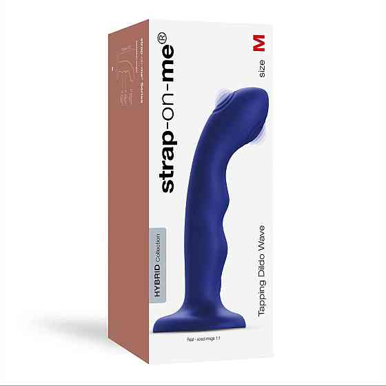 Насадка для страпона з подвійною точковою пульсацією Strap-On-Me TAPPING DILDO WAVE – NIGHT BLUE, М Sex Aura Київ