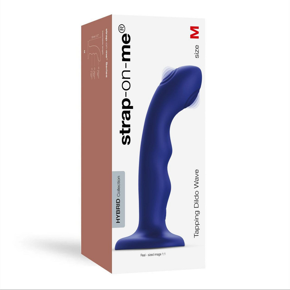 Насадка для страпона з подвійною точковою пульсацією Strap-On-Me TAPPING DILDO WAVE – NIGHT BLUE, М Sex Aura Київ - фото 5