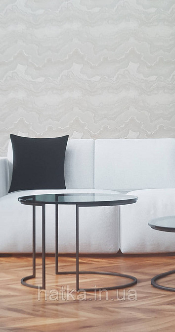 Шпалери вінілові на флізеліні AS creation Della Natura 1.06Х10 абстракція хвилі сріблясті сірі із золотом Київ - фото 2