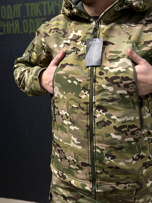 Военная демисезонная куртка Soft Shell мультикам, мужская тактическая куртка весна-осень софтшелл Львов - изображение 4