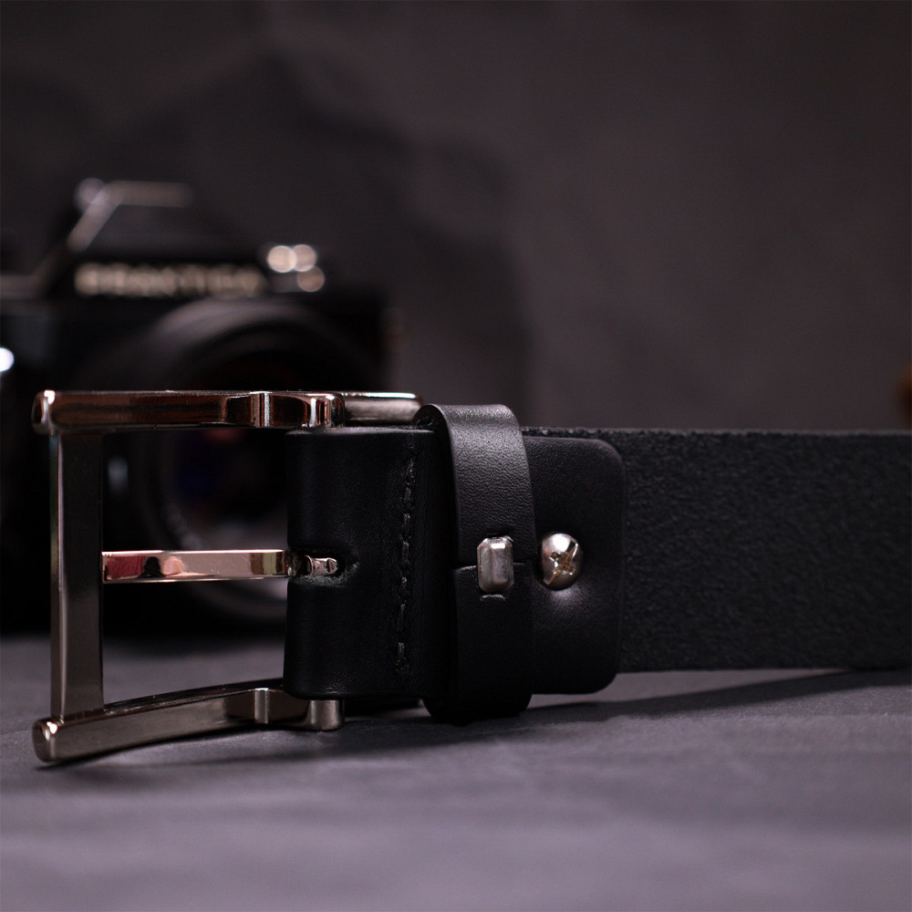 Якісний пояс під штани для чоловіків з натуральної шкіри GRANDE PELLE 11689 Чорний Київ - фото 2