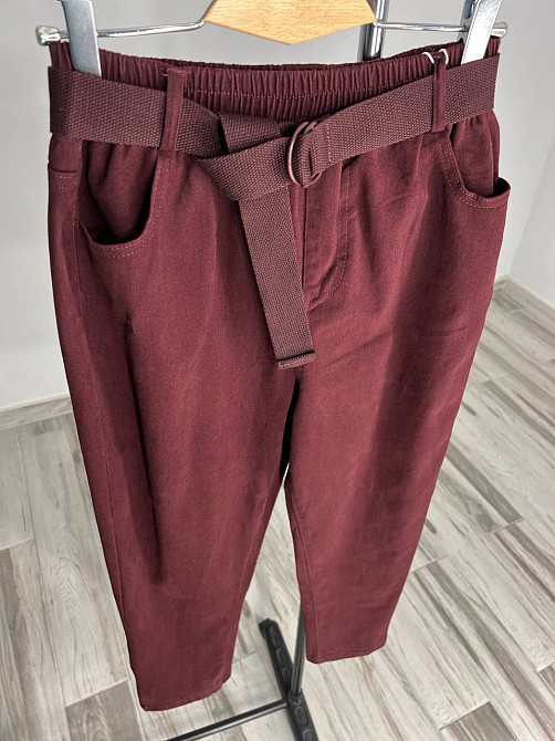 Джинси жіночі A-N 25072 MOM банани талія на резинці з ременем стрейчеві оверсайз бордовий, бордовий, Одеса - фото 2