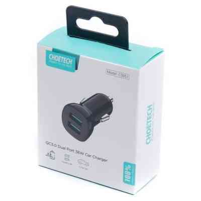 Зарядное устройство Choetech car 2хUSB-A 36W QC black (C0051-BK) Винница