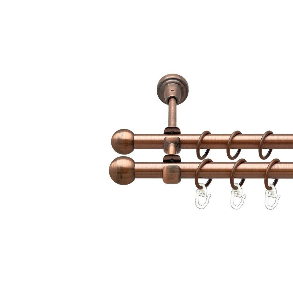 Карниз Orvit Куля Болонь металевий дворядний відкритий гладка труба кільце металеве Мідь 16\16 мм 140 см Львов - изображение 1