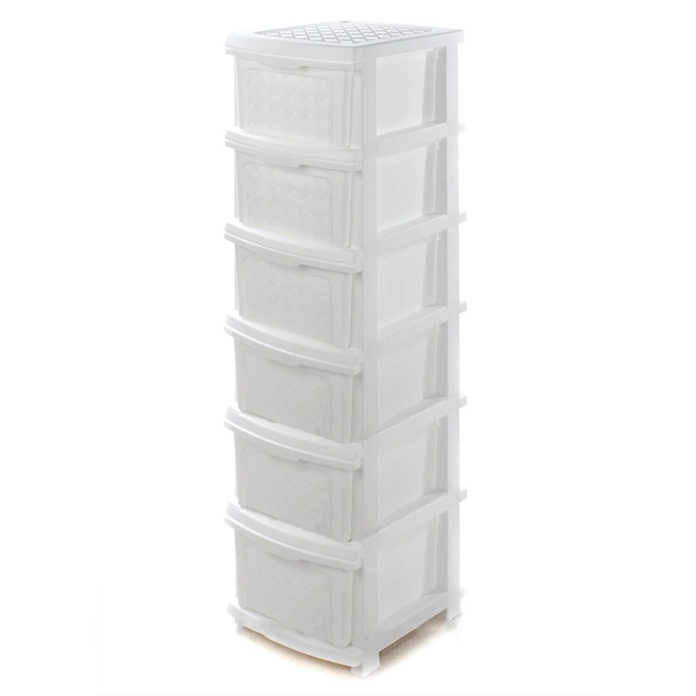 Комод пластиковый 6 ярусов белый 126*40*34 см R-Plastic 