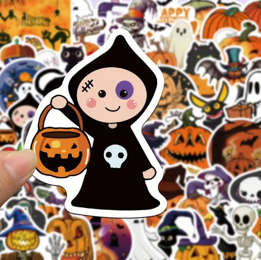 Набір вінтажних вінілових наклейок на Хеллоуїн, набір наклейок з гарбузами та відьмами для підлітків Київ - фото 5