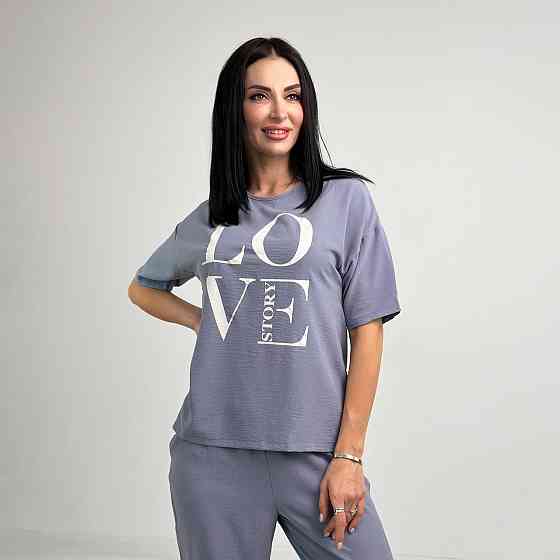 Літній костюм з широкими штанами "Love story" оптом | Распродажа модели Київ