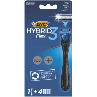 Бритва Bic Flex 3 Hybrid із 4 змінними картриджами (3086123644939) Вінниця