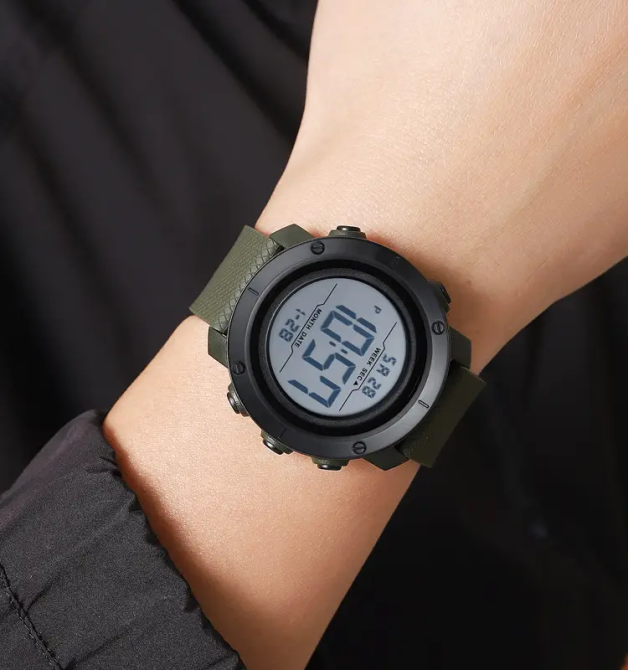 Чоловічий наручний годинник Skmei 2497 з каучуковим ремінцем (Зелений з білим) Київ - фото 4