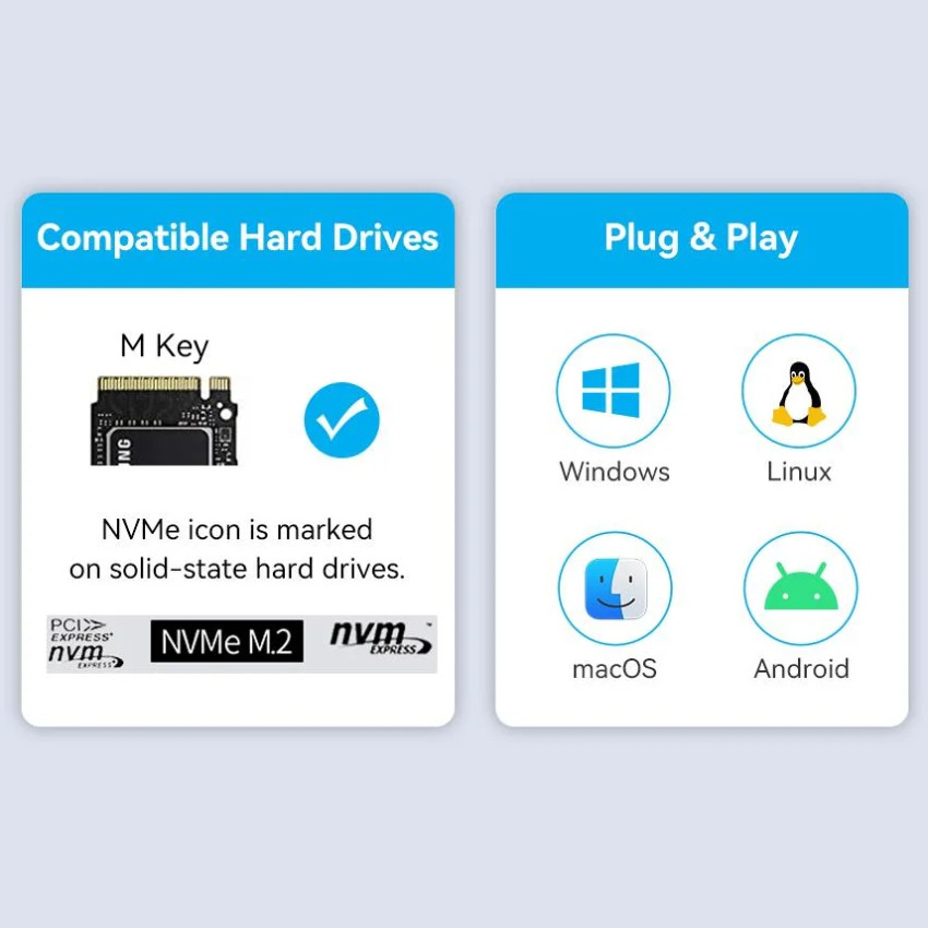 Зовнішня кишеня для SSD M.2 (NVME) M-key USB Type-C 3.2 10Gbps Heat Sink Aluminum сіра Vention Винница - изображение 7