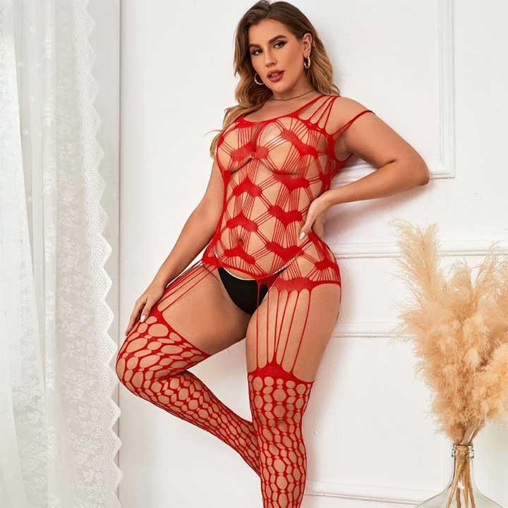 Відкритий бодистокінг із сердечками L-XXL- Еротична білизна Вінниця - фото 2