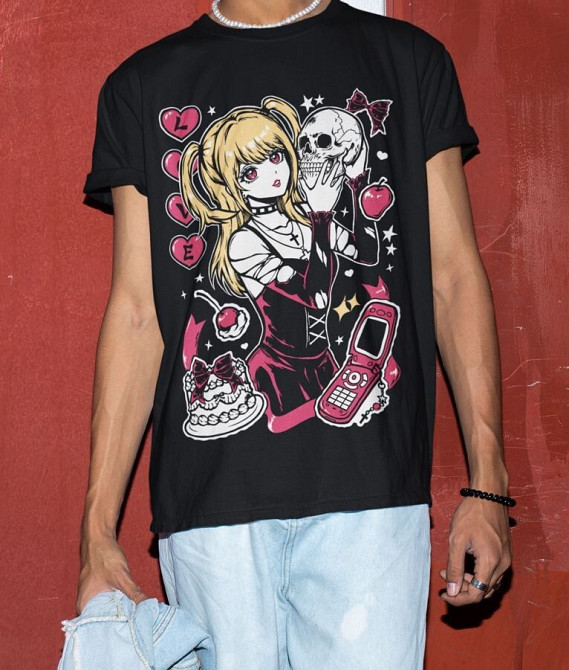 Футболка чоловіча з аніме принтом Зошит смерті оверсайз (S/M/L) Чорний AnimeJ1209 Дніпро - фото 2