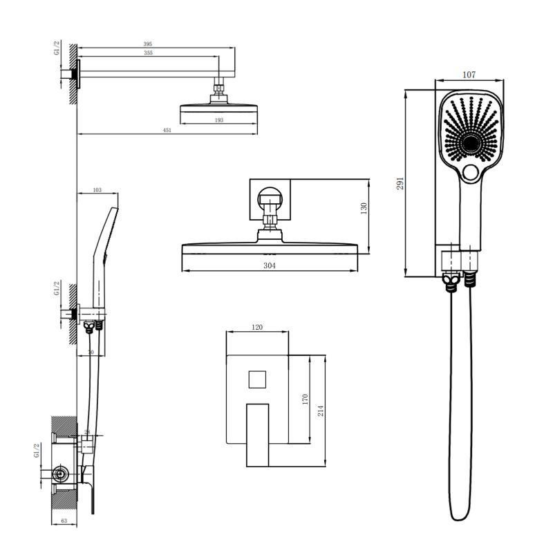 Душевая система скрытого монтажа Qtap Gemini на два потребителя QTGEM113CRM45696 CRM Киев - изображение 2