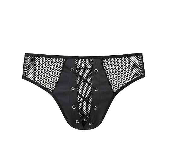 Мужские трусы со шнуровкой Passion 035 SLIP RICHARD L/XL Black, экокожа, сетка Sex Aura Киев