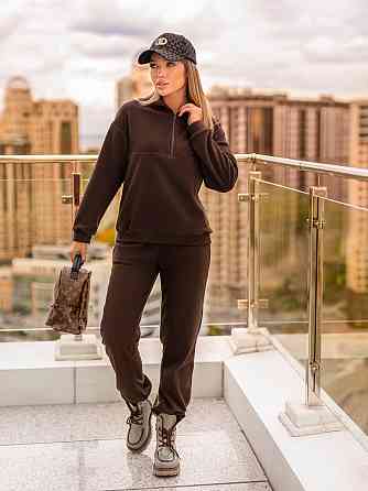 Спортивний костюм на флісі жіночий "Real" | Норма та батал Шоколадний, 42-44 Київ