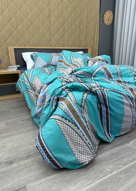 Комплект постельного белья Поплин, Decorator Cotton Lux Collection Gatsby Двуспальный 180х215 с разноцветным принтом (88-130) Киев - изображение 8