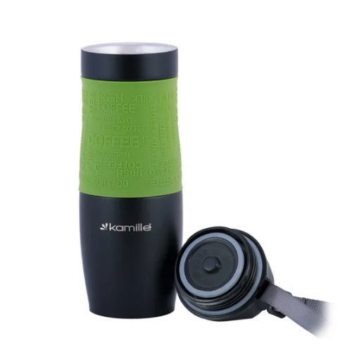 Термочашка 480мл з TPR вставкою і ремінцем нержавіюча сталь (мікс) KAMILLE 2067 Житомир - фото 9