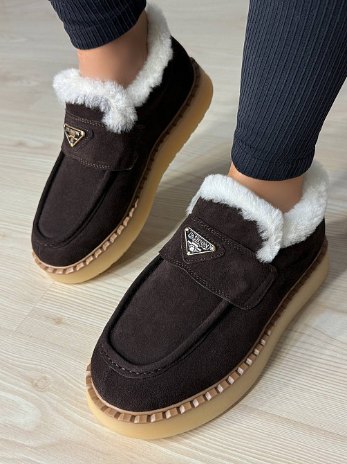 Ботинки женские Hengji 69-6 лоферы замшевые на меху коричневые, 36, 23 см Киев - изображение 12