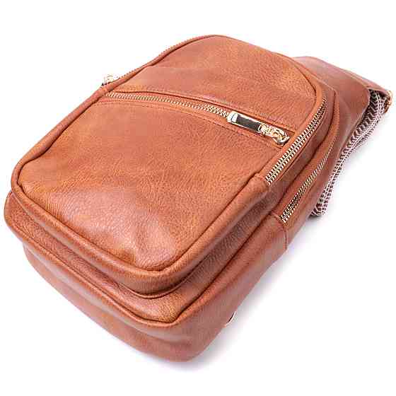 Практична жіноча сумка з однією лямкою через плече з екошкіри Vintage 22758 Рудий Київ