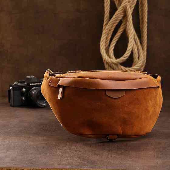 Кожаная мужская винтажная сумка на пояс Vintage 20371 Коричневый Киев