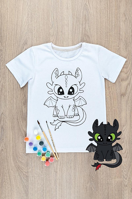 Футболка-розмальовка дитяча "Беззубик", Крохатушка-одяг Київ - фото 2