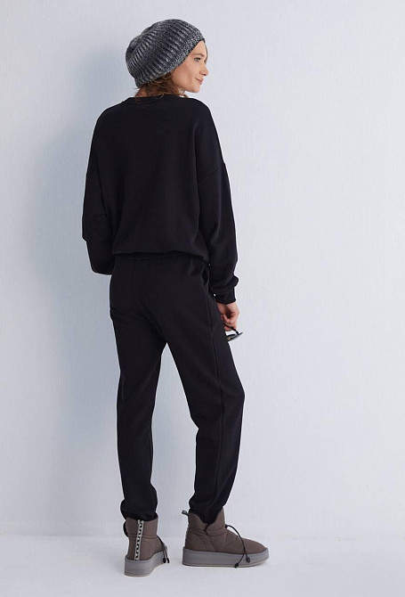 Женский прогулочный костюм двойка: кофта и штаны премиум качества футер диагональный 100% хлопок Черный, 44 Одесса - изображение 4
