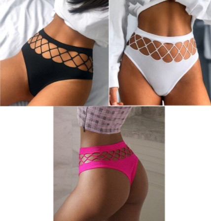 Набор стрингов (розовые, черные, белые) - размер 42-44, нейлон, спандекс Киев - изображение 1