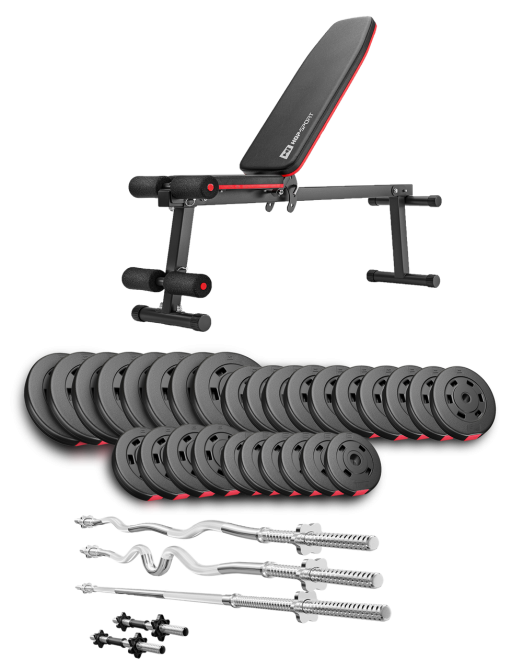 Набір Hop-Sport Premium 173кг з лавою HS-1010 Pro, штангами та гантелями Київ - фото 2