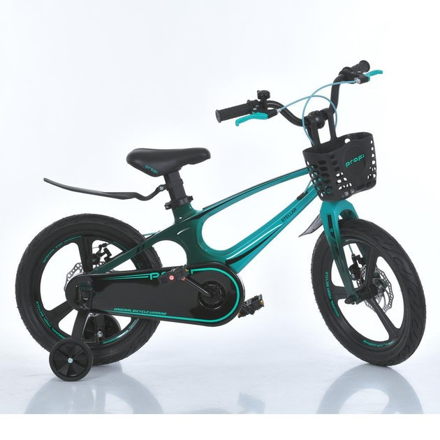 Велосипед дитячий PROFI 18 дюймів STELLAR з бічними колесами магнієва рама та вилка кошик дискові гальма Чорно-бірюзовий (MB Чернігів - фото 1