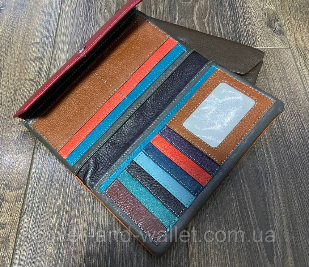 Тонкий женский кожаный кошелек купюрник оранжевого цвета SB 42 Киев - изображение 2