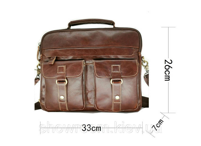 Зручна чоловіча сумка Leather Collection (9912) шкіряна чорна Київ - фото 3