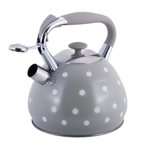 Чайник 3л нержавіюча сталь зі свистком з ручкою "soft-touch" (білий,беж,кавовий) 0695GR KAMILLE Житомир - фото 2