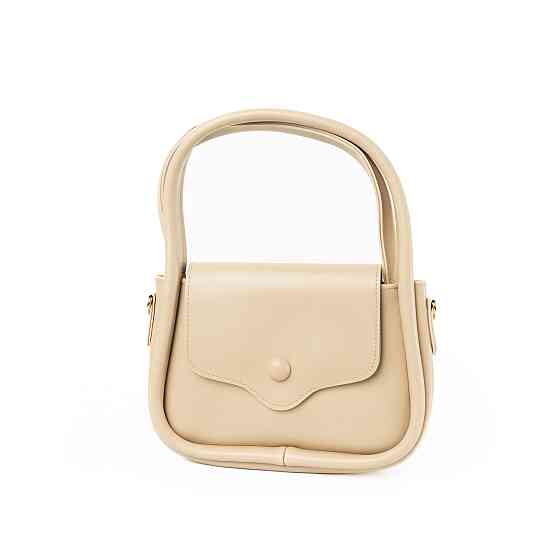 Сумка женская стильная через плечо с ручками и ремешком, сумочка клатч, Бежевый Каменец-Подольский