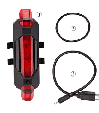 Задній велосипедний фонарь USB з акумулятором, білий/червоний Київ - фото 5