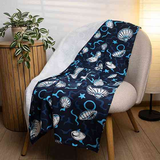 Пляжний рушник великий тонкий махровий з принтом GM Textile 70х150 см 300 г/м2 (Синій) Суми