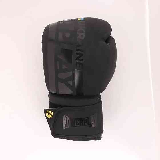 Боксерські рукавиці PowerPlay 3021 Ukraine 10 унцій (Чорні) Луцьк